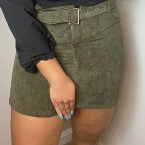 Green Suede Mini Skirt